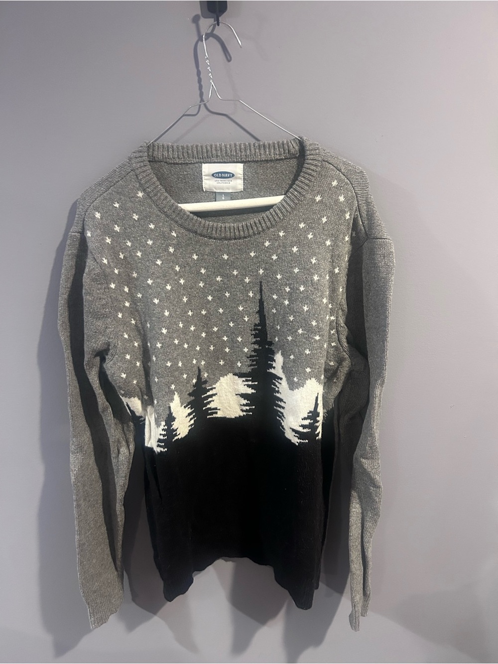 Old Navy Men’s Large Gray Winter Forest Knit Sweater